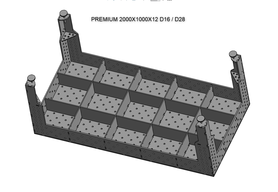 3D Schweißtisch PREMIUM D28 – 2000 × 1000 × 200 mm | 12 mm stark + 10-tlg. Verlängerungs- & Spannwinkel-Set