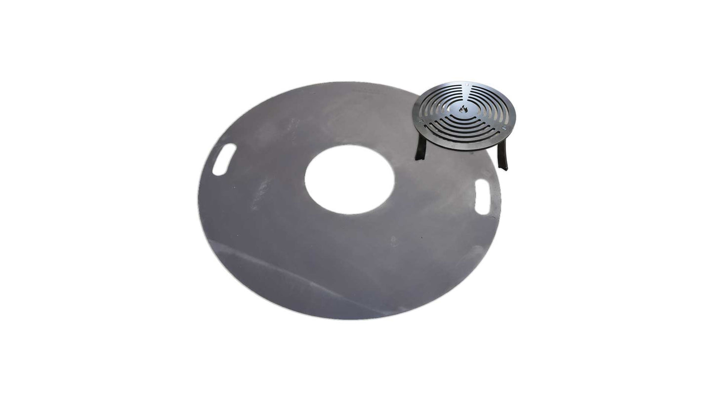 Feuerplatte Black Forest Steel 980mm + Grilleinsatz mit Anhebung - 8mm