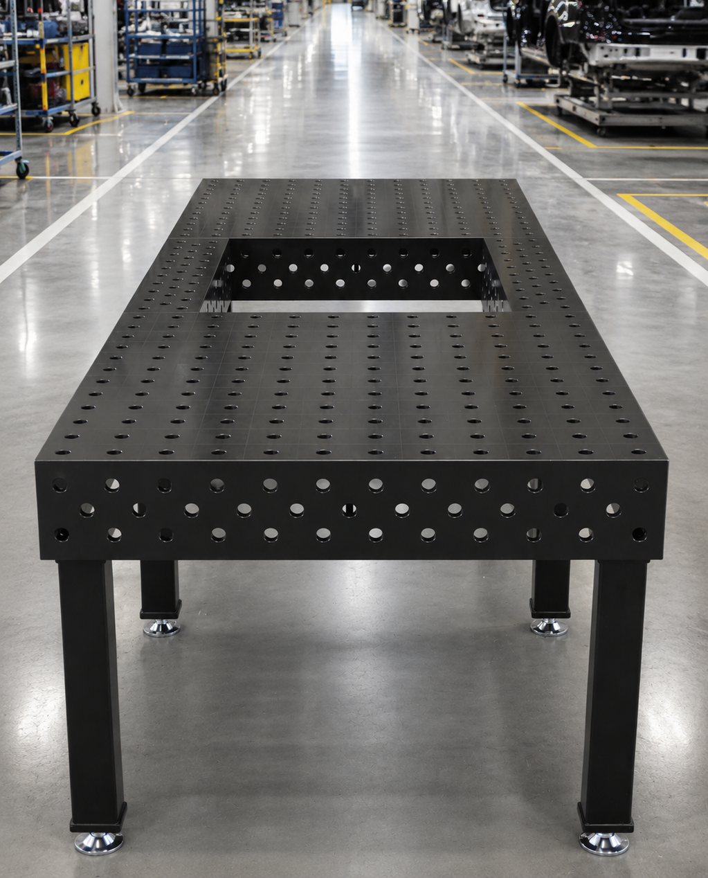 Schweißtisch 1200×1200 System 28 – PROFI 3D | Platte 25 mm plasmanitriert inkl. 40-tlg. PROFI Spannset