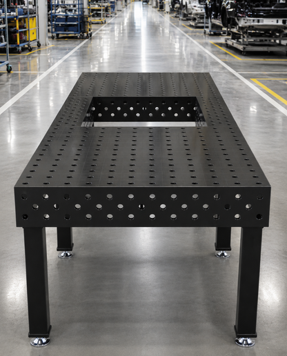 Schweißtisch 1200×1200 System 28 – PROFI 3D | Platte 25 mm plasmanitriert inkl. 40-tlg. PROFI Spannset