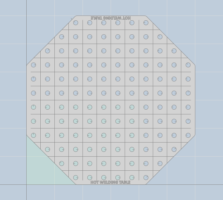 Achtkant Lochplatte D16 600 mm 8 mm – kompakte System-16-Spannplatte für modulare Arbeitsplätze mit präzisem 50x50 Lochraster