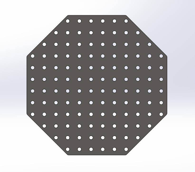 Achtkant Lochplatte D16 600 mm 8 mm – kompakte System-16-Spannplatte für modulare Arbeitsplätze mit präzisem 50x50 Lochraster