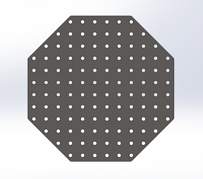Achtkant Lochplatte D16 600 mm 8 mm – kompakte System-16-Spannplatte für modulare Arbeitsplätze mit präzisem 50x50 Lochraster