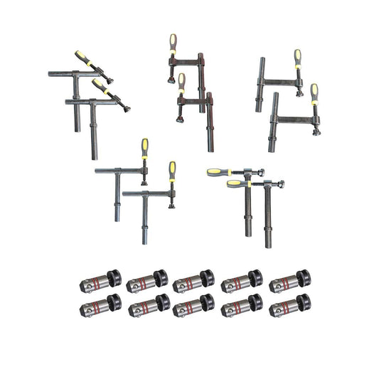 20-teiliges Werkzeug-Set D28x50 mit Rohrschraubzwinge & Kugelsperrbolzen D28x50mm
