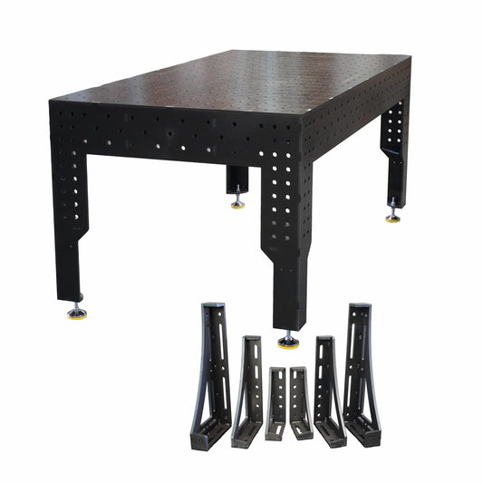 Premium Schweißtisch D16 – 2000 × 1000 × 200 mm | 12 mm - Konfigurierbar mit 6-tlg. Spannwinkel-Set