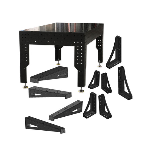 3D Schweißtisch PREMIUM D16 – 2000 × 1000 × 200 mm | 12 mm stark + 10-tlg. Verlängerungs- & Spannwinkel-Set