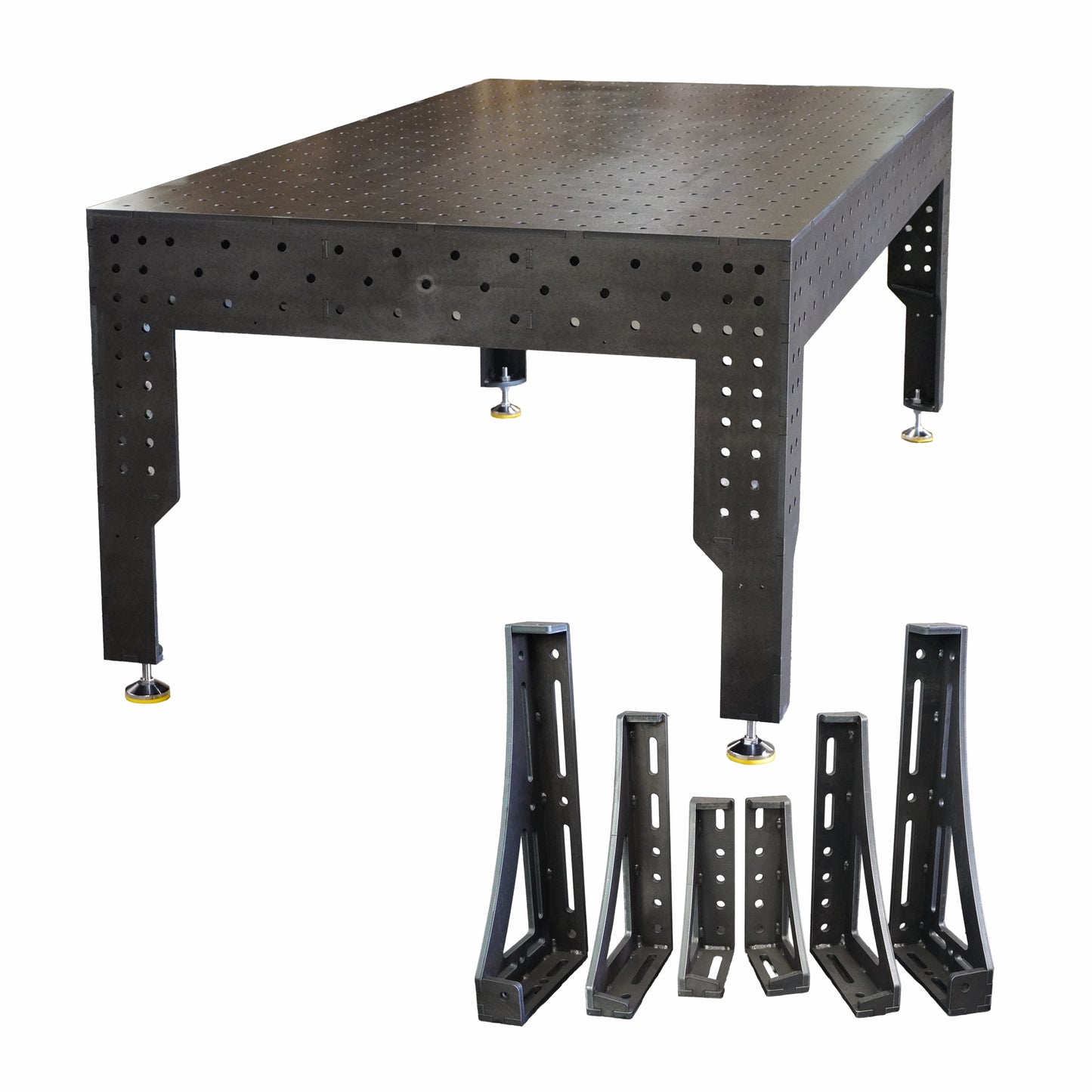 Premium Schweißtisch D16 – 2400 × 1200 × 200 mm | 12 mm - Konfigurierbar mit 6-tlg. Spannwinkel-Set