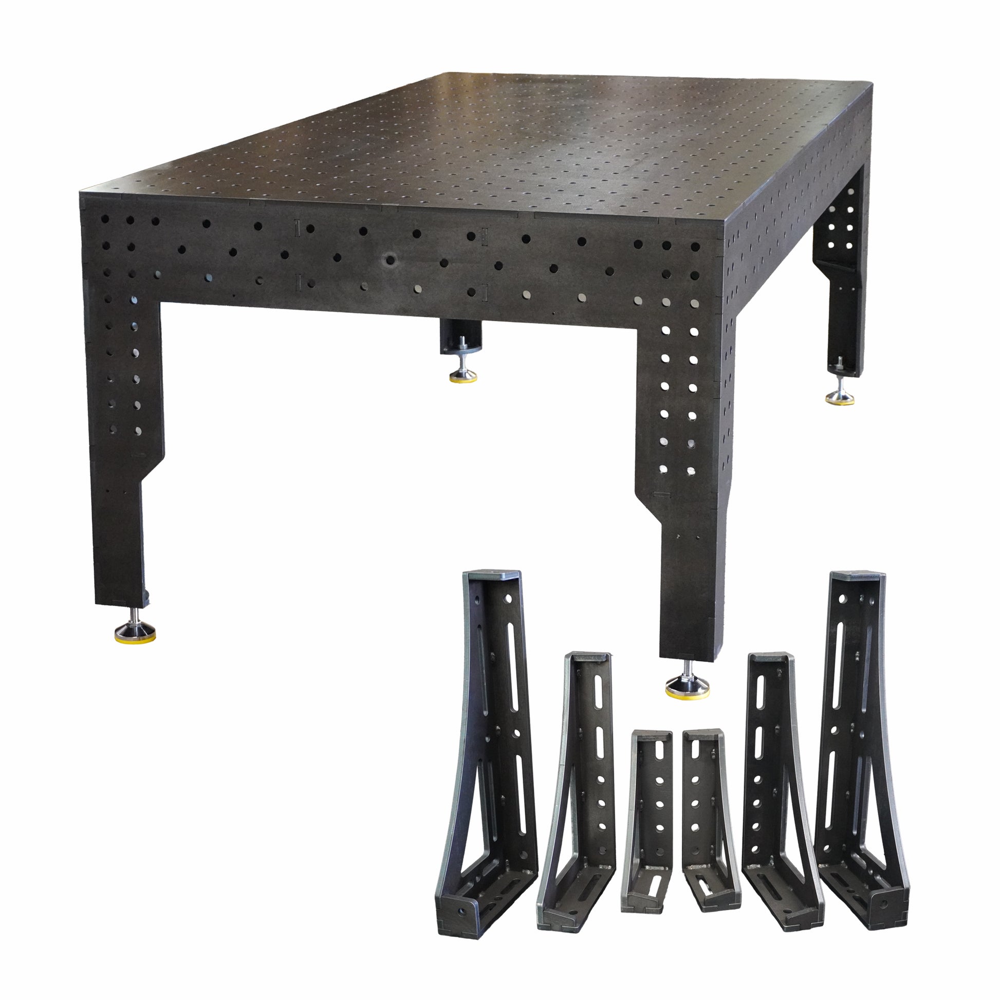 Premium Schweißtisch D16 – 2400 × 1200 × 200 mm | 12 mm - Konfigurierbar mit 6-tlg. Spannwinkel-Set