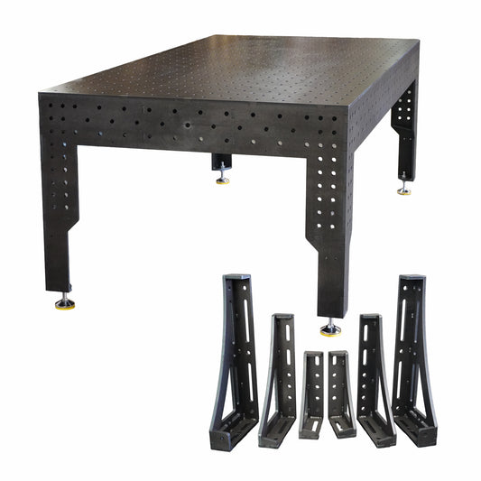 Premium Schweißtisch D16 – 2400 × 1200 × 200 mm | 12 mm - Konfigurierbar mit 6-tlg. Spannwinkel-Set