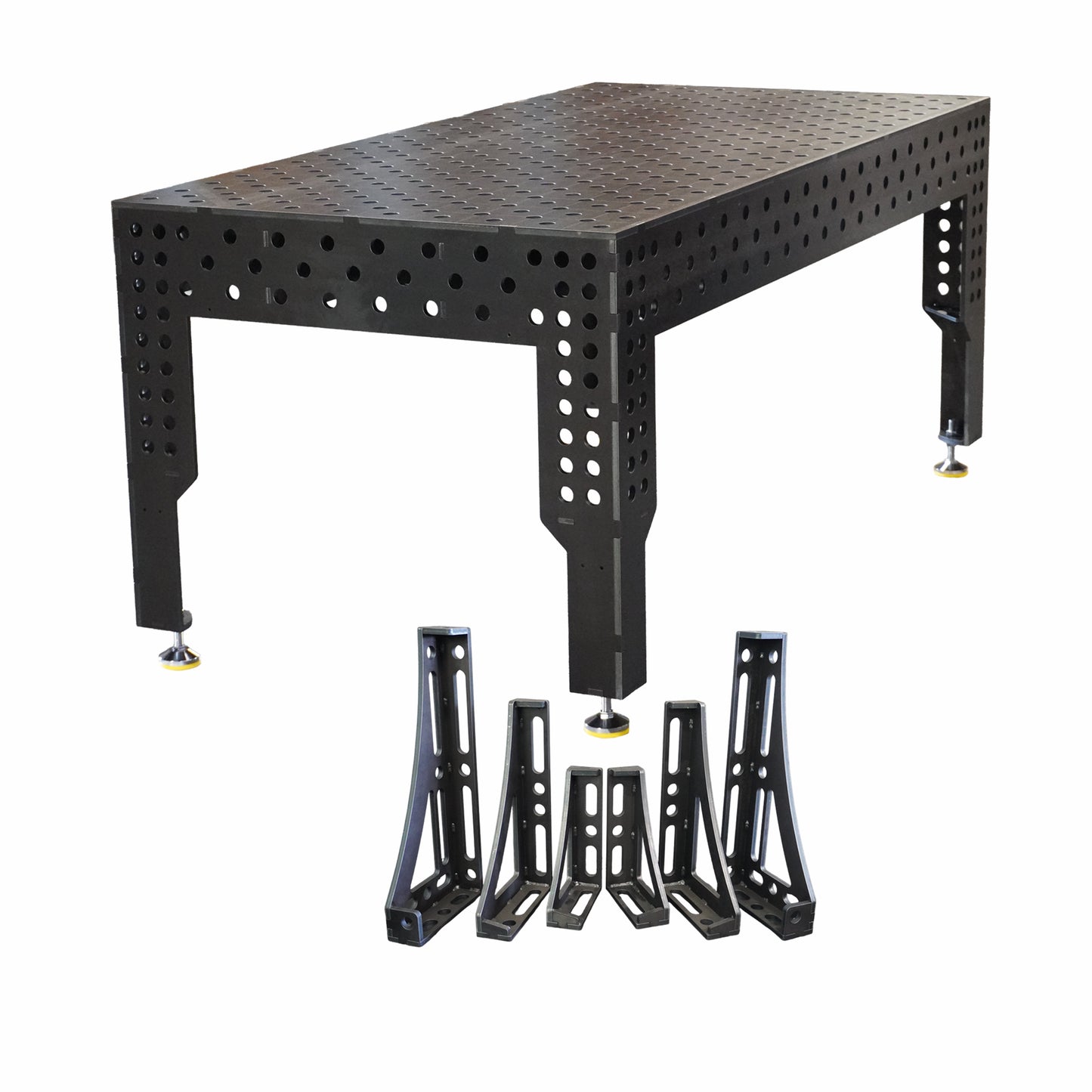 Premium Schweißtisch D28 – 2000 × 1000 × 200 mm | 12 mm - Konfigurierbar mit 6-tlg. Spannwinkel-Set D28 300-450-600 mm (Links und Recths)