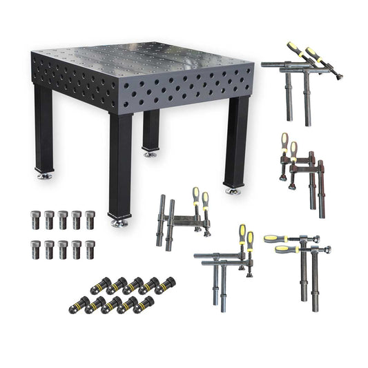 3D Schweißtisch PROFI Ø28 Plasmanitriert – 1000 x 1000 x 200 mm | 25 mm stark + 30tlg. Werkzeugsatz