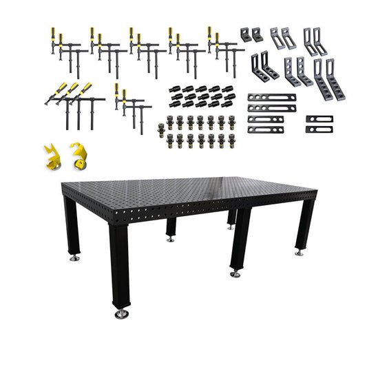 3D Schweißtisch PROFI D16 Plasmanitriert 2400×1200×100 mm | 65-tlg. Werkzeug-Set