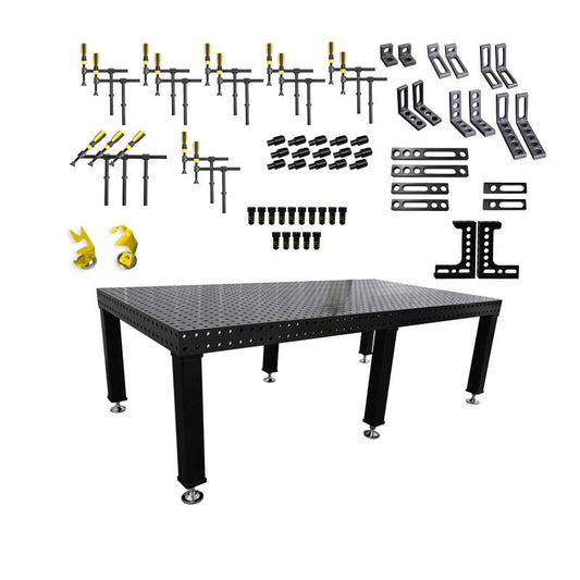 3D Schweißtisch PROFI D16 Plasmanitriert – 2400×1200×100 mm | 12 mm stark + 67-tlg. Werkzeugsatz
