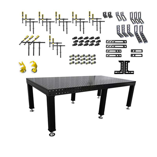 3D Schweißtisch PROFI D16 Plasmanitriert – 2400×1200×100 mm | 12 mm stark + 67-tlg. Werkzeugsatz