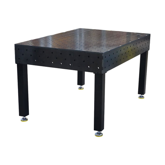 Work-Pro D16 Schweißtisch 1500 × 1000 mm mit 12 mm Arbeitsplatte und Diagonalraster – Perspektivansicht
