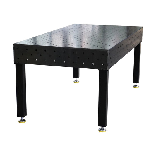 Work-Pro D16 Schweißtisch 2000 × 1000 mm mit 12 mm Arbeitsplatte und Diagonalraster – Perspektivansicht