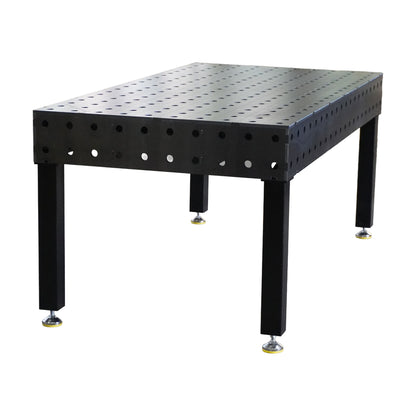 3D-Schweißtisch Work-Pro D28 2000 × 1000 mm mit Diagonalraster – Perspektivansicht