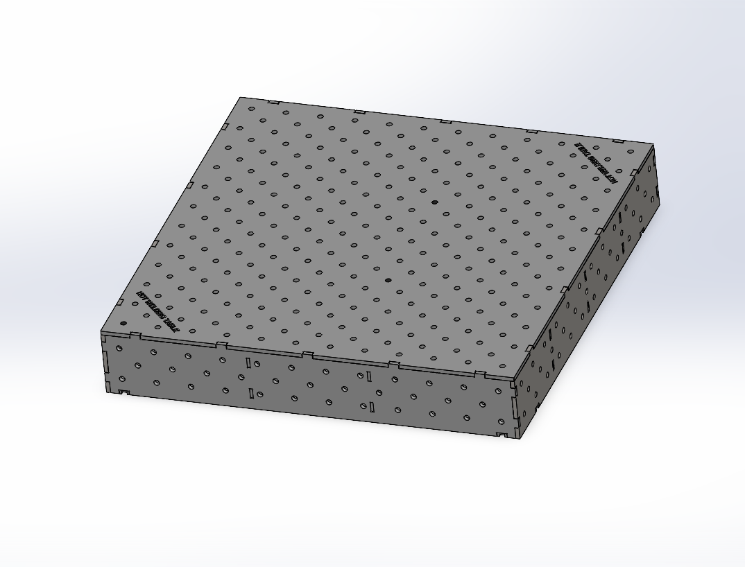 3D Schweißtisch Work-Pro D16 1200 × 1200 × 200 mm mit Diagonalraster 100 × 100 mm in Perspektivansicht
