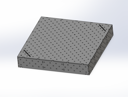 3D Schweißtisch Work-Pro D16 1200 × 1200 × 200 mm mit Diagonalraster 100 × 100 mm in Perspektivansicht