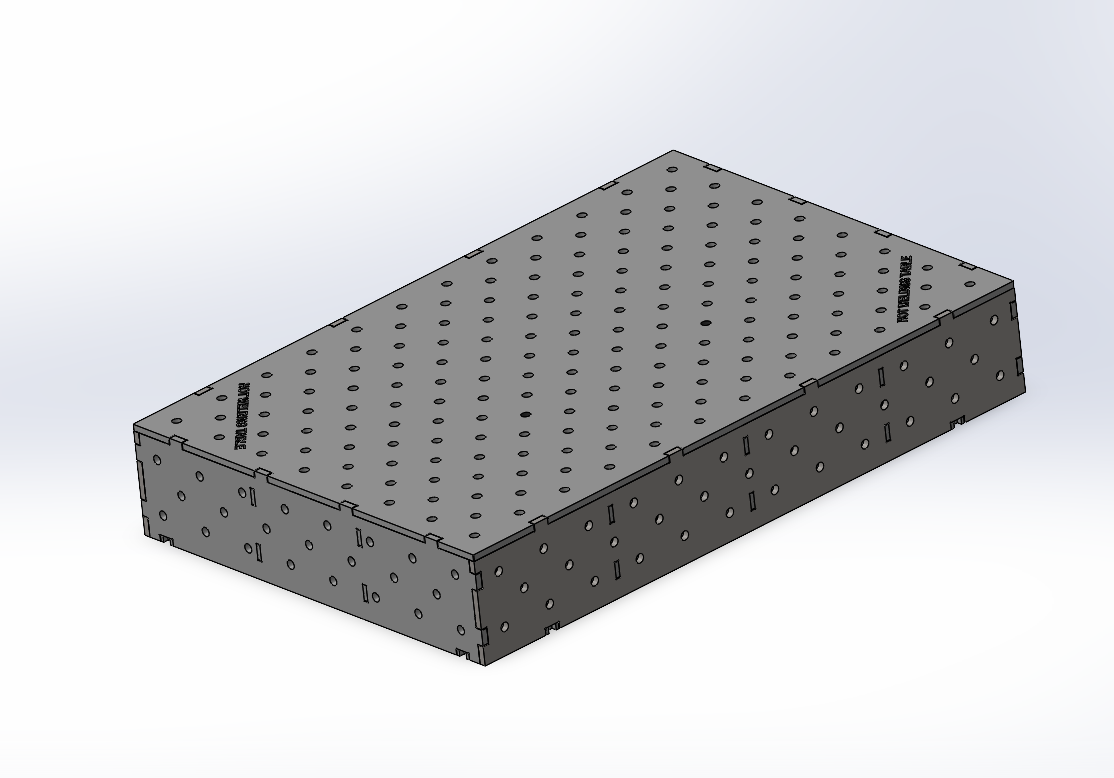 3D Schweißtisch Work-Pro D16 1200 × 800 × 200 mm mit Diagonalraster 100 × 100 mm in perspektivischer Ansicht