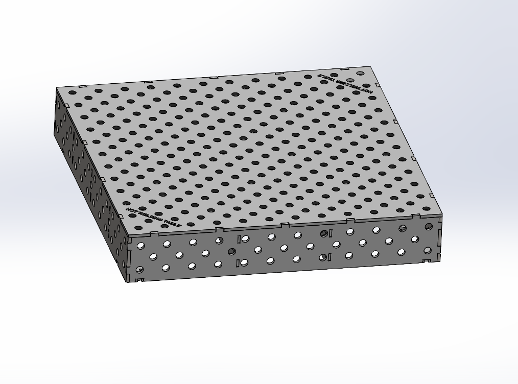 3D Schweißtisch Work-Pro D28 1200 × 1200 × 200 mm mit Diagonalraster 100 × 100 mm in Perspektivansicht