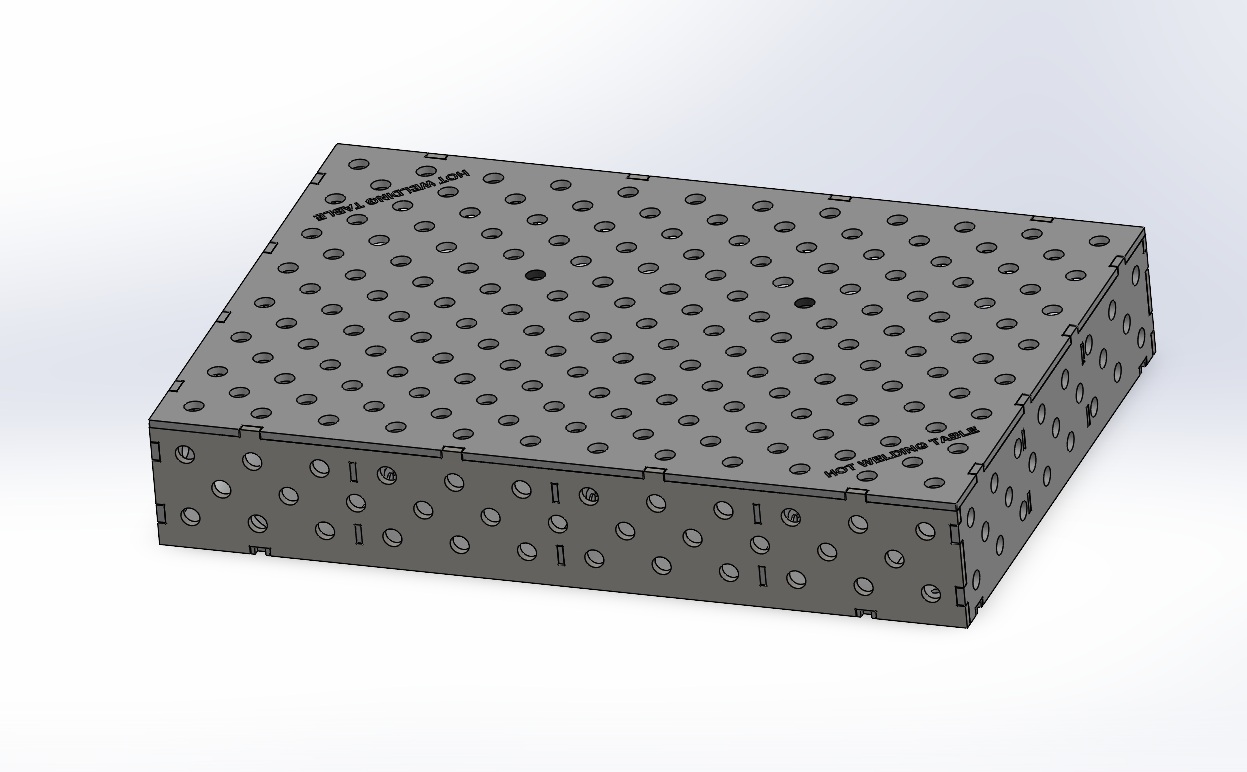 3D Schweißtisch Work-Pro D28 1200 × 800 × 200 mm mit Diagonalraster 100 × 100 mm in Perspektivansicht