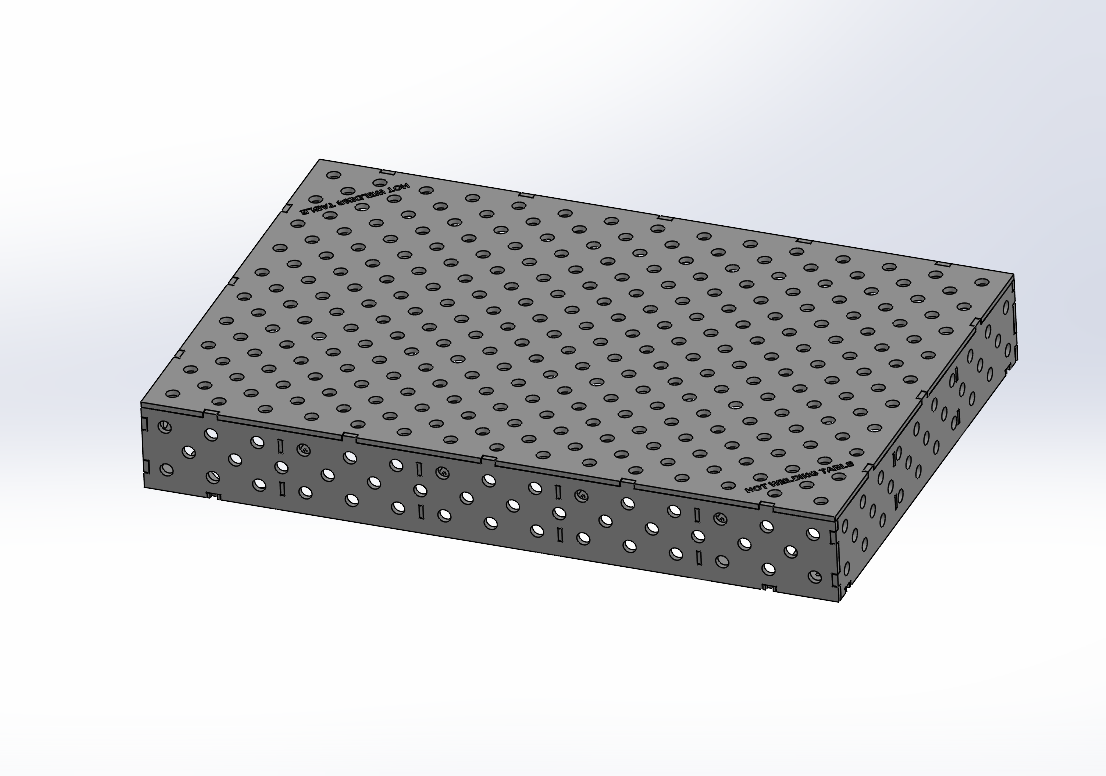 3D Schweißtisch Work-Pro D28 1500 × 1000 × 200 mm mit Diagonalraster 100 × 100 mm in Perspektivansicht