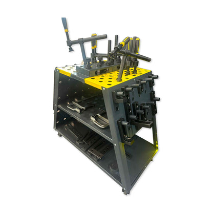 Mobiler Werkzeugwagen Set D16 – Komplettset mit Spanntechnik für 16 mm Schweißtischsysteme