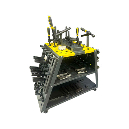 Mobiler Werkzeugwagen Set D16 – Komplettset mit Spanntechnik für 16 mm Schweißtischsysteme