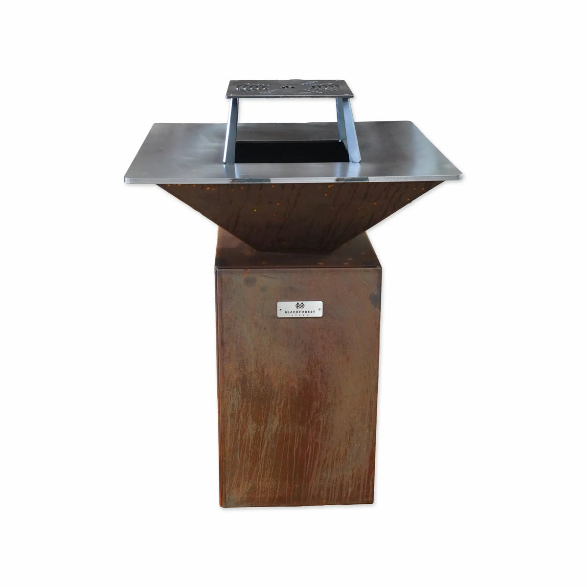 FyrR Grill Corten 75 als kompakter Feuerplattengrill für Garten und Terrasse