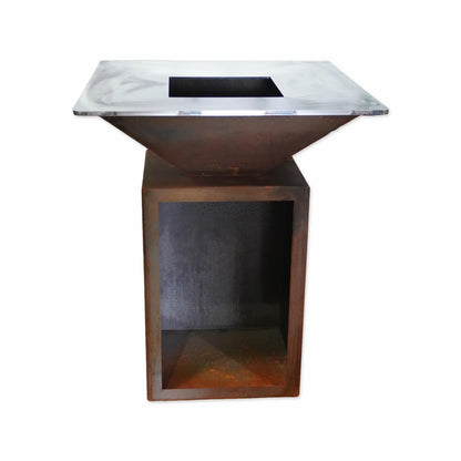 FyrR Classic Storage Corten 75 mit integriertem Brennholzlager