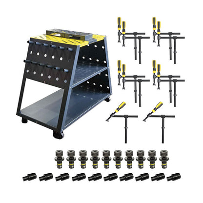 Mobiler Werkzeugwagen Set D16 – Komplettset mit Spanntechnik für 16 mm Schweißtischsysteme