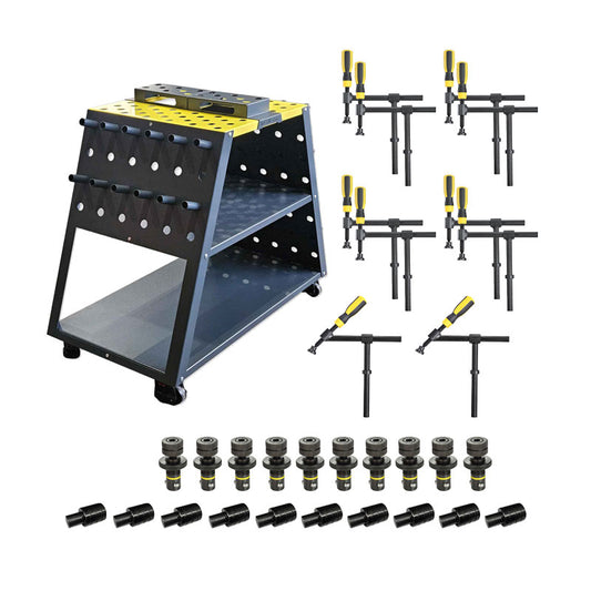 Mobiler Werkzeugwagen Set D16 – Komplettset mit Spanntechnik für 16 mm Schweißtischsysteme